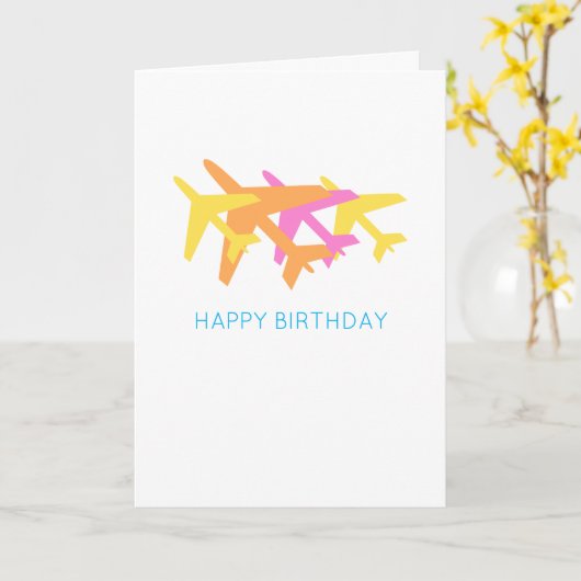 Carte Avions Joyeux anniversaire Aviation Pilote Voyage (Fleur jaune)