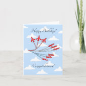 Carte Avions Red Jet (Blue Sky) personnalisables Anniver (Devant)