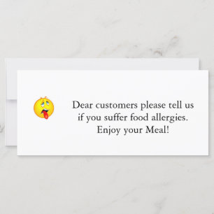 Carte Avis d'allergie de restaurant v2.0
