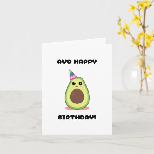 Carte Avocado Joyeux anniversaire (Fleur jaune)