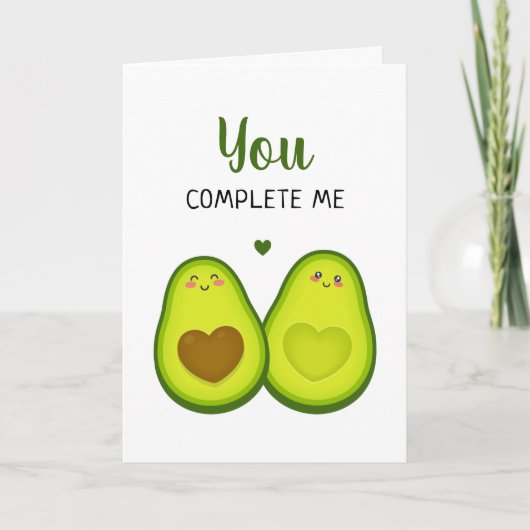 Carte Avocado mignon romantique Vous Me Complétez Annive (Devant)
