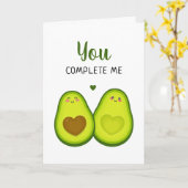 Carte Avocado mignon romantique Vous Me Complétez Annive (Fleur jaune)