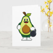 Carte Avocat au renforcement musculaire avec haltères (Fleur jaune)