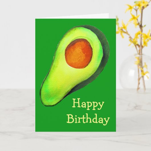 Carte Avocat vert addict art mignon (Fleur jaune)