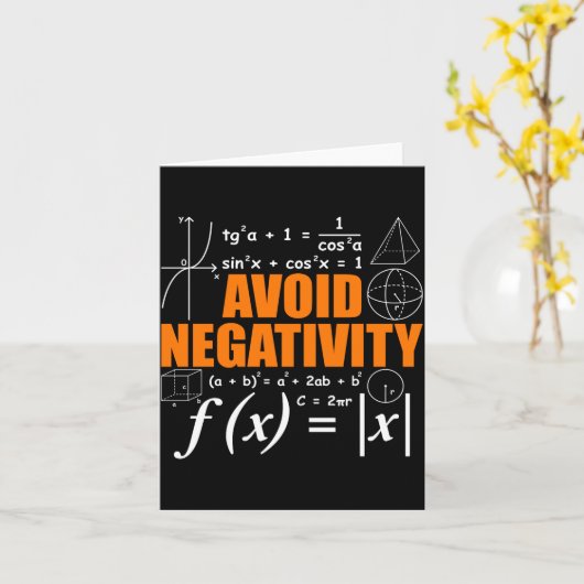 Carte Avoid Negativity Funny Math Mathematician Teacher  (Fleur jaune)