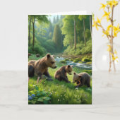 Carte Avoir un anniversaire heureux pour les ours (Fleur jaune)