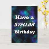 Carte Avoir un Anniversaire Stellar Blue Galaxy (Fleur jaune)