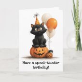 Carte Avoir un chat d'Halloween tactile d'anniversaire (Devant)
