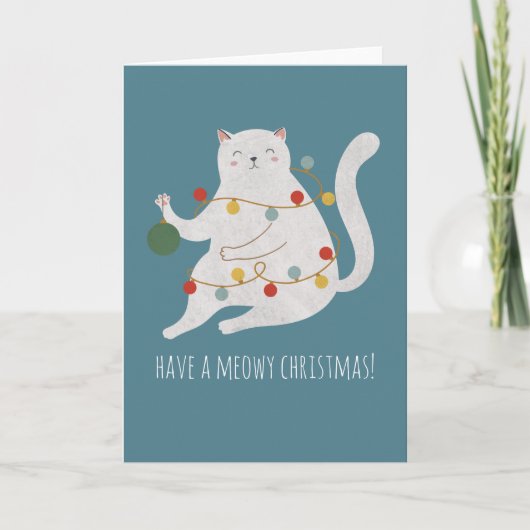 Carte Avoir un Noël Meowy personnalisable (Devant)