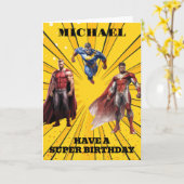 Carte Avoir un super Superhero Boy anniversaire (Fleur jaune)