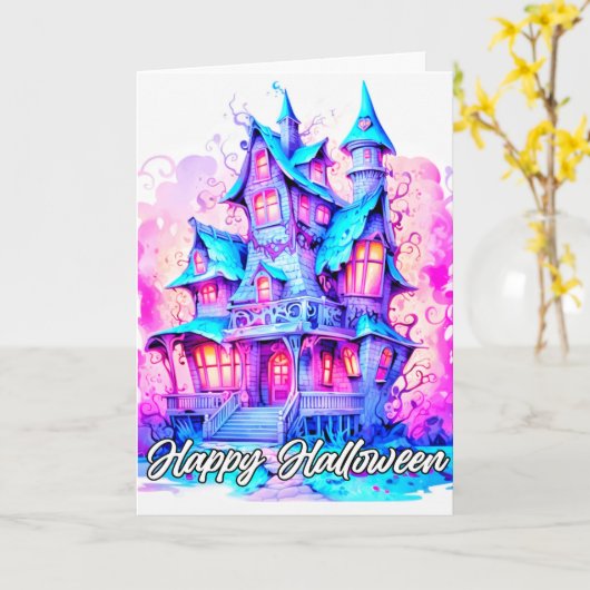 Carte Avoir Une Halloween Super Éffrayante (Fleur jaune)