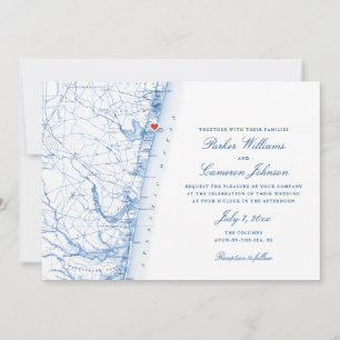 Carte Avon-by-the-Sea NJ Elégant Mariage bleu mari