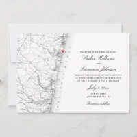 Carte Avon-by-the-sea NJ Elégant Mariage noir blan