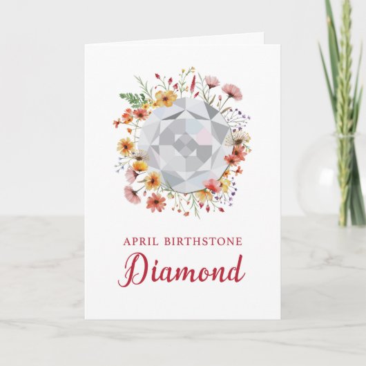 Carte Avril Anniversaire Diamond Avec Fleurs sauvages (Devant)
