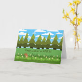 Carte Avril Anniversaire Mignonne lapin avec marguerites (Fleur jaune)