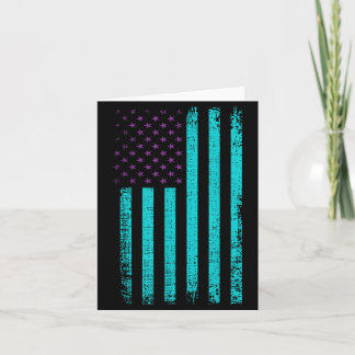 Carte Awareness Usa Flag Teal Purple Aamerican Flag