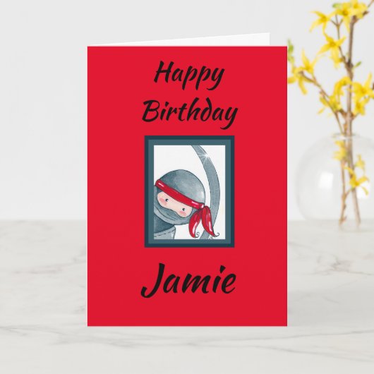 Carte Awesome Cute Ninja (Fleur jaune)