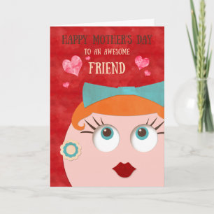Carte Awesome Friend Retro Gal Fête des Mères pour Ami