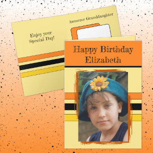 Carte Awesome Grandgirl ajouter photo orange anniversair