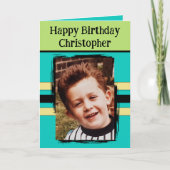 Carte Awesome Grandson ajouter photo turquoise anniversa (Devant)