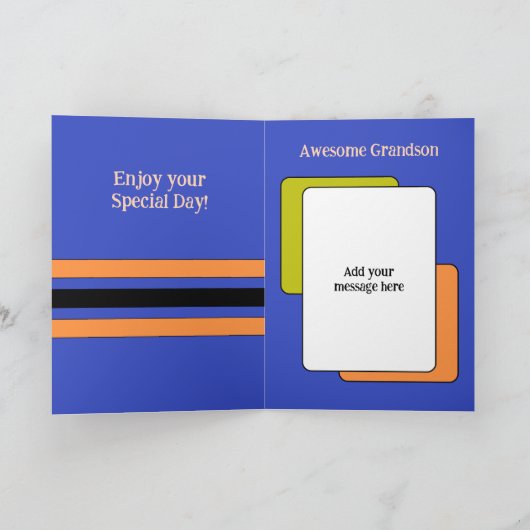 Carte Awesome Grandson ajouter photo violet anniversaire (Intérieur)