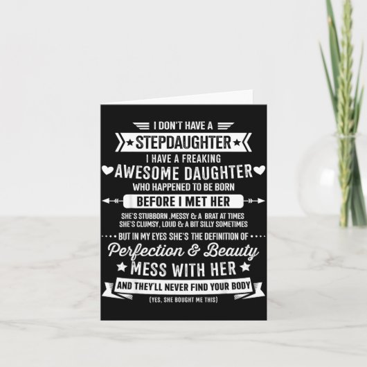 Carte Awesome Stepdaughter For Step Bonus Dad Fathers Da (Devant)