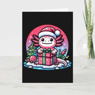 Carte Axolotl de Noël Chapeau de Père Noël Garçon Fille