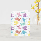 Carte Axolotl Kids Cute Salamander Motif (Fleur jaune)