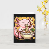 Carte Axolotl mangeant des nouilles Ramen (Fleur jaune)