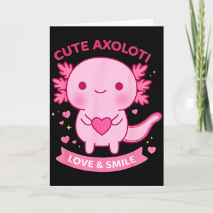 Carte Axolotl mignon Amour & Sourire Kawaii Cœur Animal