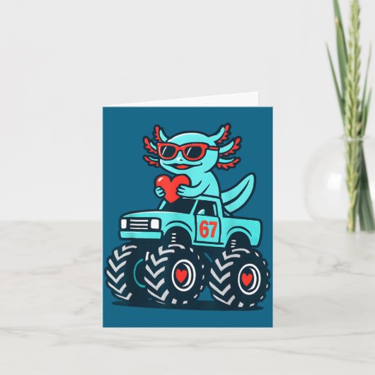 Carte Axolotl minimal de la Saint-Valentin 67 Mème (Devant)