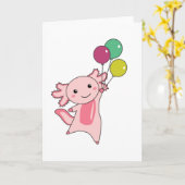Carte Axolotl Mouches D'Animal Douce Avec Ballons Vers L (Fleur jaune)