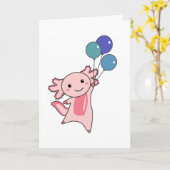 Carte Axolotl Mouches D'Animal Douce Avec Ballons Vers L (Fleur jaune)