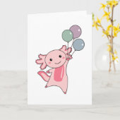 Carte Axolotl Mouches D'Animal Douce Avec Ballons Vers L (Fleur jaune)