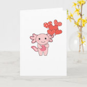 Carte Axolotl pour la Saint-Valentin Animaux Mignons Ave (Fleur jaune)
