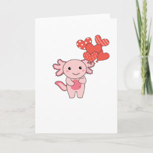 Carte Axolotl pour la Saint-Valentin Animaux mignons ave