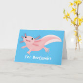 Carte axolotl rose pâle (Fleur jaune)