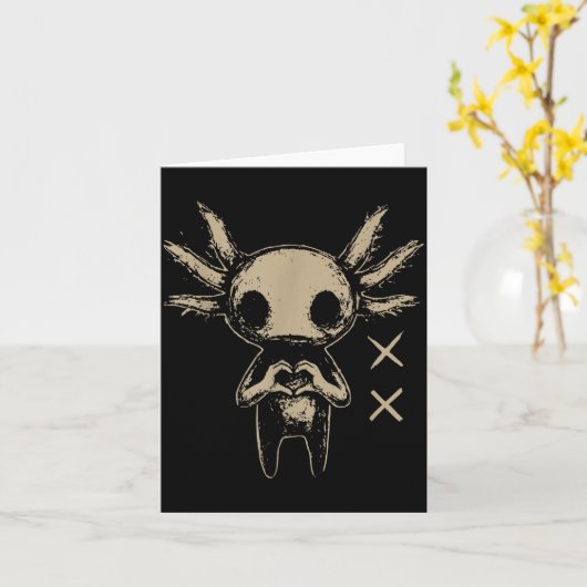 Carte Axolotl Still Emo Goth  (Fleur jaune)