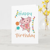 Carte Axolotl Vous Souhaite Bon Anniversaire Axolotls (Fleur jaune)