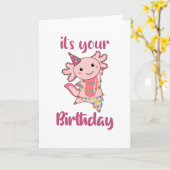 Carte Axolotl Vous Souhaite Bon Anniversaire Axolotls (Fleur jaune)