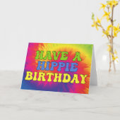 Carte Ayez Hippie Anniversaire Tie Dye mignonne les anné (Fleur jaune)