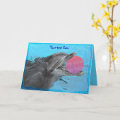 Carte Ayez l'amusement avec un dauphin (modèle 2) (Fleur jaune)