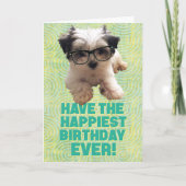 Carte Ayez le meilleur anniversaire jamais mignon chiot (Devant)