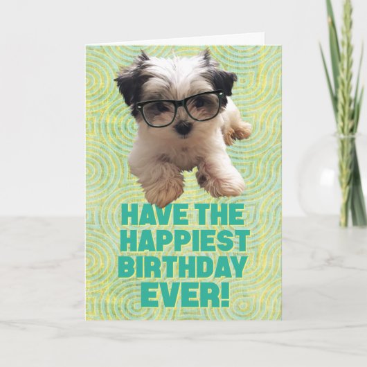 Carte Ayez le meilleur anniversaire jamais mignon chiot (Devant)