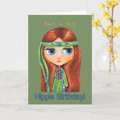 Carte Ayez un anniversaire très hippie ! Grand poussin (Fleur jaune)