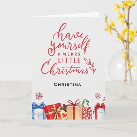 Carte Ayez un joyeux petit nom de Noël (Fleur jaune)