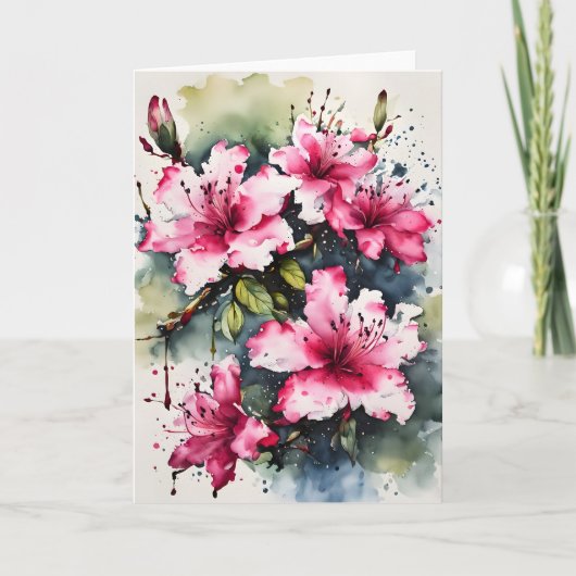 Carte Azalée - Fleurs aquarelle (Devant)