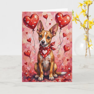 Carte Azawakh Saint-Valentin Chien Assis avec des Cœurs