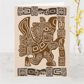 Carte Aztec Eagle Guerrier Tribal Art antique (Fleur jaune)