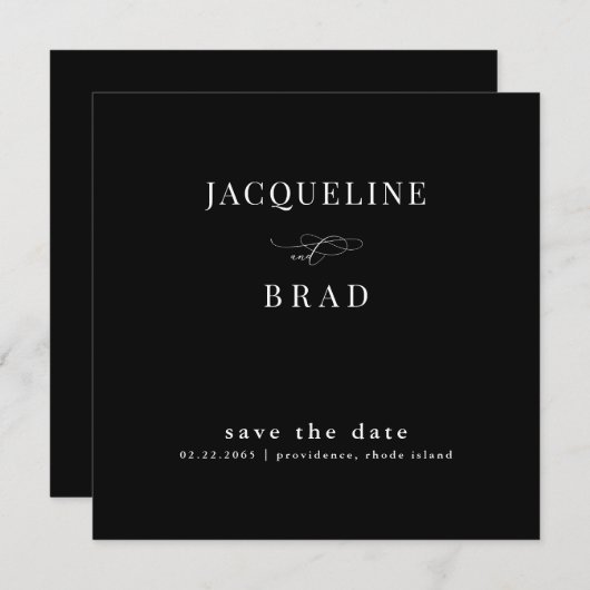 Carte B/W Carré Chinoiserie Mariage Enregistrer la date  (Devant / Derrière)